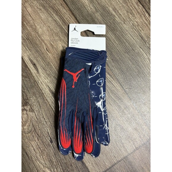 Nike Jordan Fly Lock Football Gloves Men’s Size XL Navy/Red Howard University PE - Picture 1 of 6
